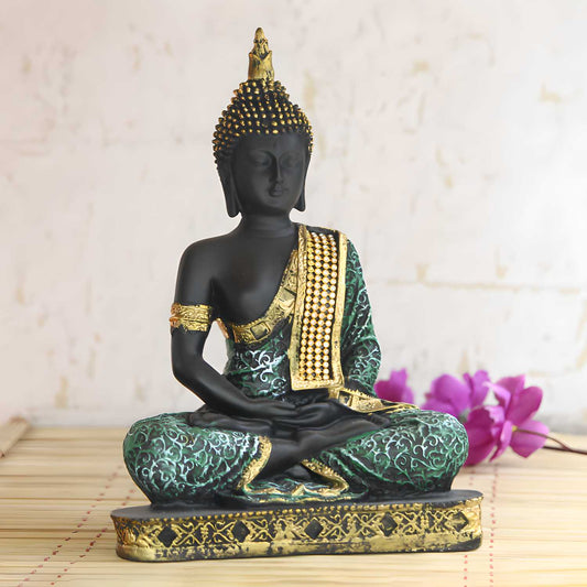 eCraftIndia Green Meditating Buddha – 24 cm