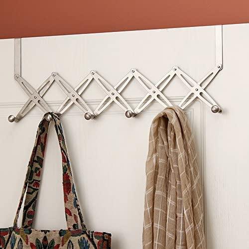 Bitnex 6 Alloy Steel Hooks for Clothes,Over The Door Hanger Hooks Organizer , Cloth Hanger for Door,Flexible Door Back Hanger Rack ,Bathroom Hangers for Clothes, Towel, Wardrobe (Silver)