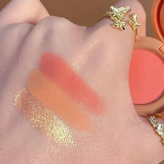 Blusher + Highlighter with Mini Compact Travel Friendly Palette