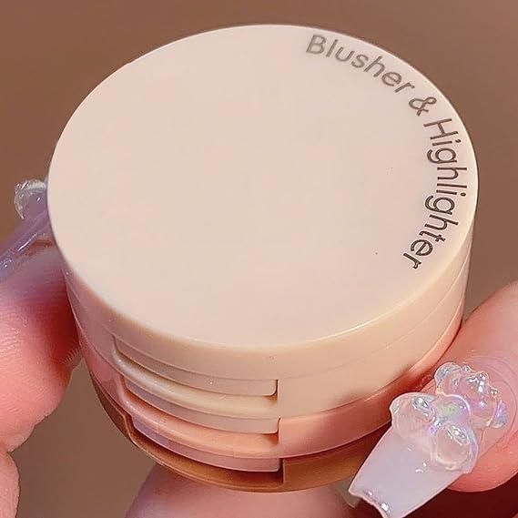 Blusher + Highlighter with Mini Compact Travel Friendly Palette